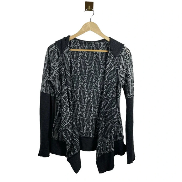 Prana Graceful Open Wrap Hooded Moonrock Cardigan in Grey Size S - Picture 7 of 12